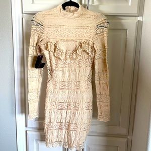 Bebe long sleeve mini lace dress